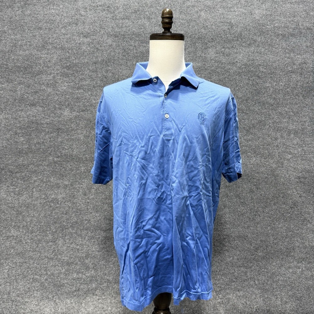 Martin Polo Shirt Men's Large Blue Solid Pima Cotton Golf Short Sleeve